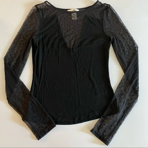 h&m long sleeve mesh polka dot top - Picture 3 of 13